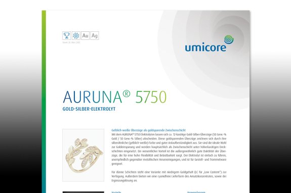 Umicore MDS - AURUNA 5750 - Gold layer at a fraction of the cost - product sheet